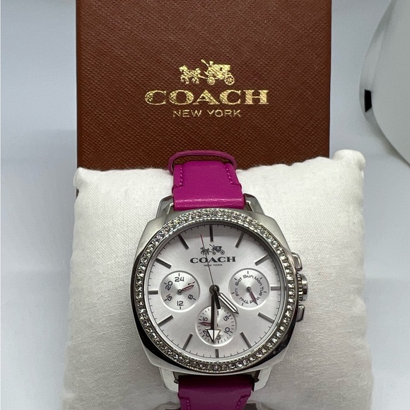 Rare Coach Boyfriend Women's Chronograph Watch, Stainless Steel Crystals, NIB - Picture 2 of 6